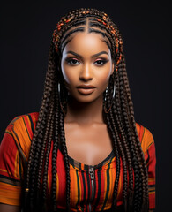 Generative ai contemporary young woman black with braids hairstyle confident and reassuring