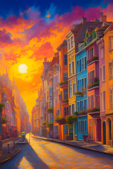 town in the evening