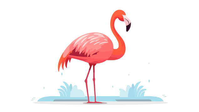 Flamingo logo design. Drawing image of pink flamingo. Cute flamingo