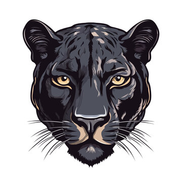 Panther Head Logo Design. Abstract Drawing Panther Face. Cute Panther Face