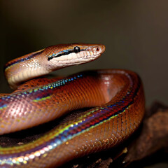 Obraz premium A Close-up of the Brilliant Rainbow Boa's Shimmering Scales