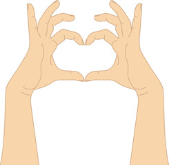 Hand drawn hands making heart isolated on white background. Vector illustration