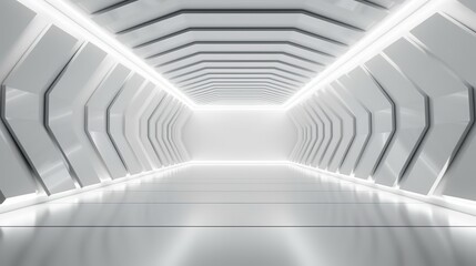 Fototapeta premium white grey 3D empty circle room with circle line white Ai Generated