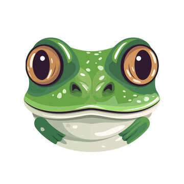 Frog head logo design. Cute frog face isolated.