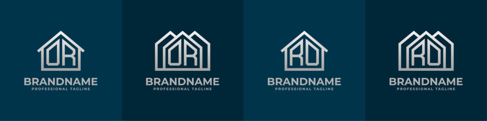 Letter OR and RO Home Logo Set. Suitable for any business related to house, real estate, construction, interior with OR or RO initials. - obrazy, fototapety, plakaty