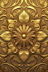 Fototapeta na wymiar 3d rendering of a golden floral pattern on a gold background