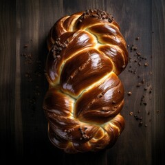 AI generated illustration of a braided cake with a sprinkle of peanuts on top