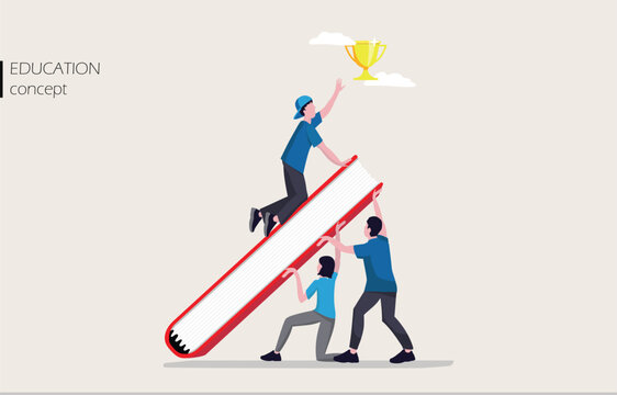 parent child education background concept of family impact on children learning reading motivation and opportunity studying in university, vector illustration drawing banner