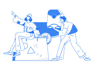 Holiday Shopping E-Commerce Online Shopping People Flat Vector Concept Operation Hand Drawn Illustration
