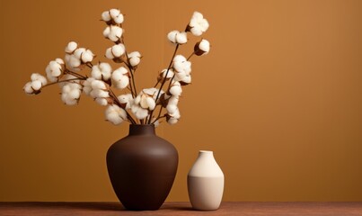 Clean vase with cotton stick, clean background