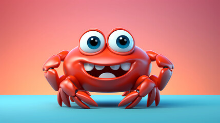 Crab 3D cute simple background