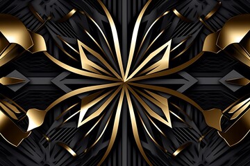 a black and gold background with an ornate design