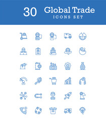 Global trade icons set design with white background stock illustration