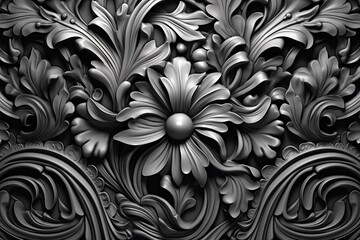 a black and white photo of an ornate design