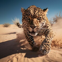 AI generated illustration of A majestic leopard is in full sprint
