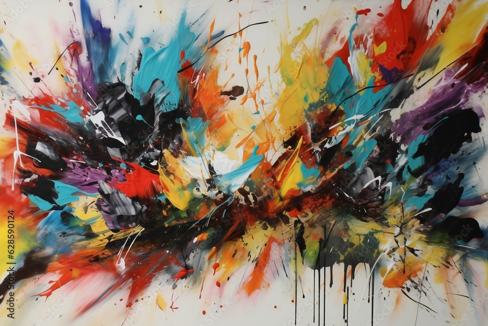 Wall mural an ai generated abstract art with colorful splashes on a white background