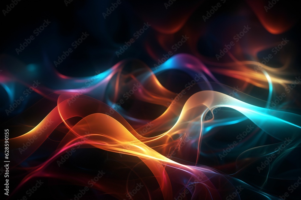 Canvas Prints ai-generated illustration of flowing forms on a dark background.