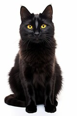 Obraz premium a black cat with yellow eyes sitting down