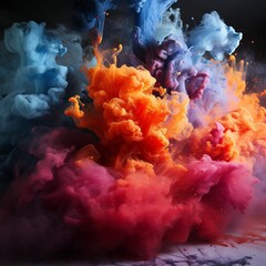 AI generated illustration of a background featuring vibrant colored smoke in the air