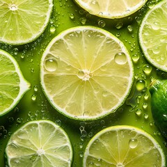 AI generated illustration of a bright green wet lime background for wallpapers
