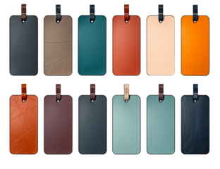 leather tags in different color isolated in transparent background. generative ai.