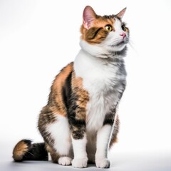 Obraz premium a calico cat sitting in front of a white background