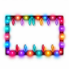 AI generated illustration of a festive square frame illuminated by colorful Christmas lights