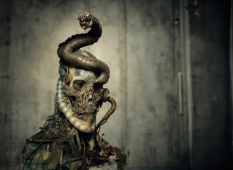 AI-generated illustration of an intricate robotic figure with pipes coming out of its face