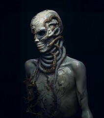 AI generated illustration of a humanoid alien-like figure