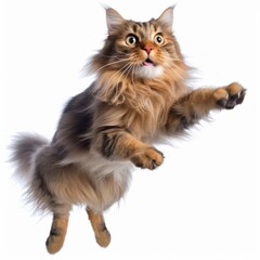 a cat is jumping up in the air