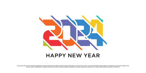 2024 Happy new year logo design template vector illustration with creative unique concept