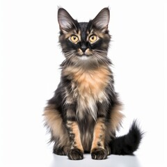 Obraz premium a cat is sitting in front of a white background