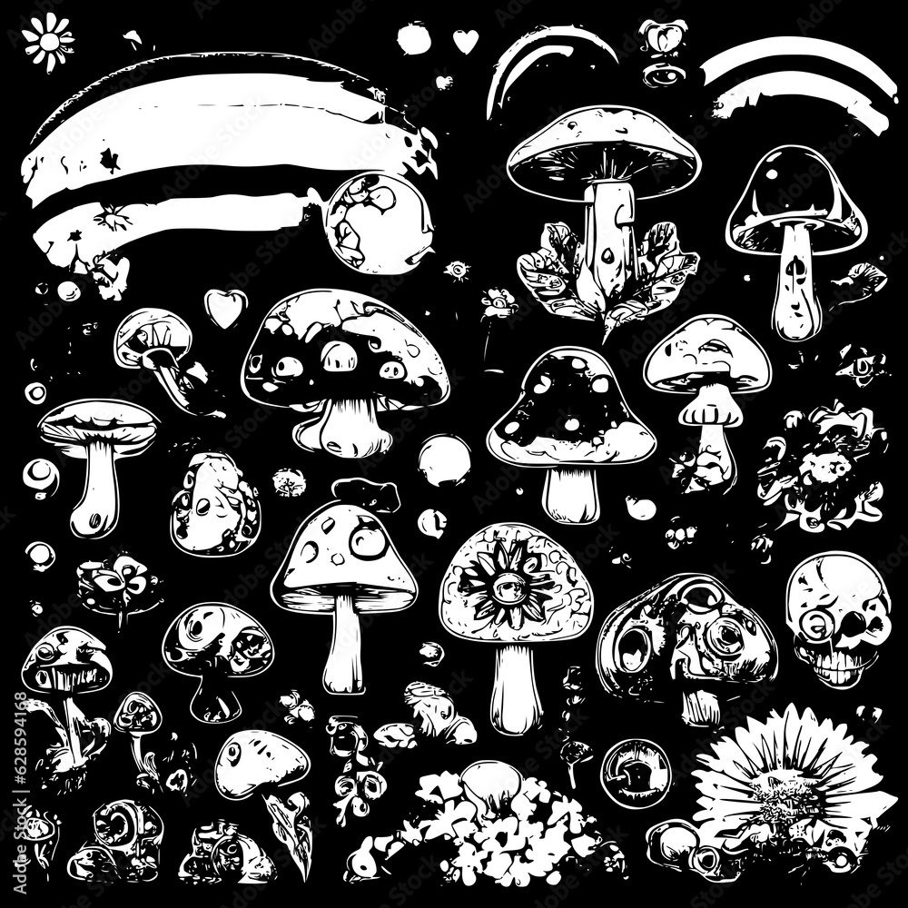 Wall mural groovy mushrooms