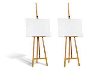 Easel with canvas, with and without shadow