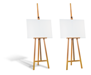 Easel with canvas, with and without shadow