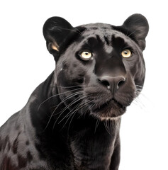 black panther head portrait on white background