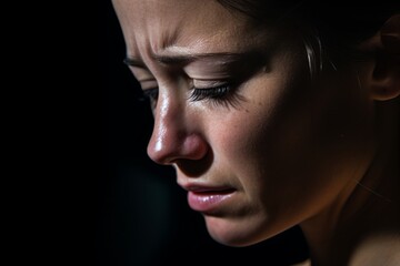 a close up of a woman with her eyes closed
