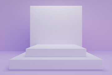 3d background, Stage showcase on pedestal display studio. Purple color theme.