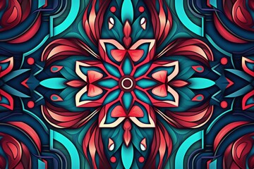 a colorful abstract design with red blue and black colors