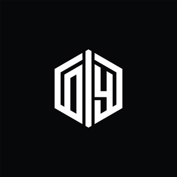 recommend clip art: DY Letter Logo monogram hexagon shape with connect outline design template