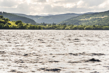 nature sceneries around the Lochness Lake during a cloudy springtime day, Scotland