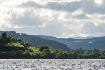 nature sceneries around the Lochness Lake during a cloudy springtime day, Scotland