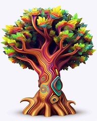 a colorful tree with a colorful design on it