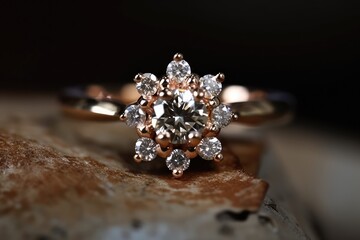 royal wedding ring photography with shiny gemstone generative ai