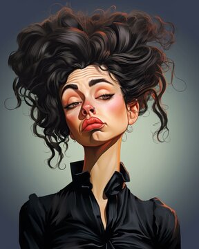 a digital painting of a woman with curly hair