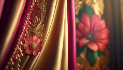 hand crafted ethnic and royal fabric curtain for decoration generative ai