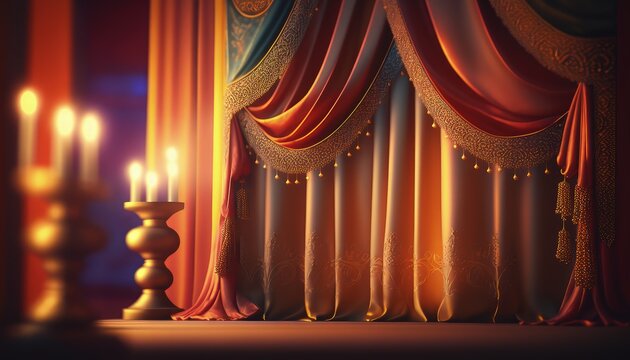 decorative an ethnic curtain photography for royal event or wedding venue generative ai