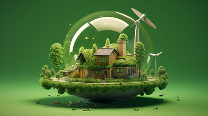 ai generative image concept of green energy, sustainable energy respect with environment 