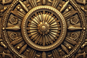 a golden circular design on a black background