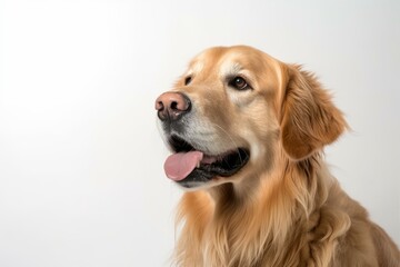 a golden retriever is looking up at the camera